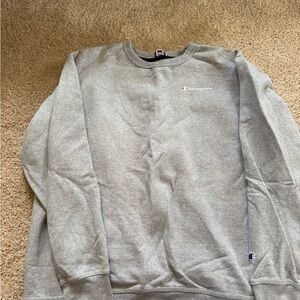 Champion Gray Crewneck Sweater Soft Cotton Blend